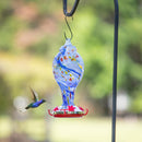 Blue Coastal Bird Feeder, Art Glass Hummingbird Feeder, Blue Swirl