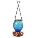 Ombre Glass Hanging Hummingbird Feeder, Blue