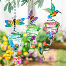 Pollinator Garden Bird Feeder, Glass Colorful Hummingbird Feeders With Flying Icons, Asst of 3, CDU