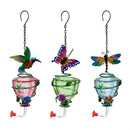 Pollinator Garden Bird Feeder, Glass Colorful Hummingbird Feeders With Flying Icons, Asst of 3, CDU