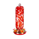 Pollinator Garden Bird Feeder, Art Glass Hanging Hummingbird Feeder, Red & White