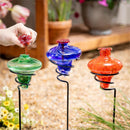 Art Glass Staked Hummingbird Feeders, 3 Asst.