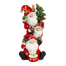 11"H LED Battery Operated Stacked Santas Garden Statuary