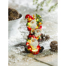 11"H LED Battery Operated Stacked Santas Garden Statuary