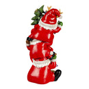 11"H LED Battery Operated Stacked Santas Garden Statuary