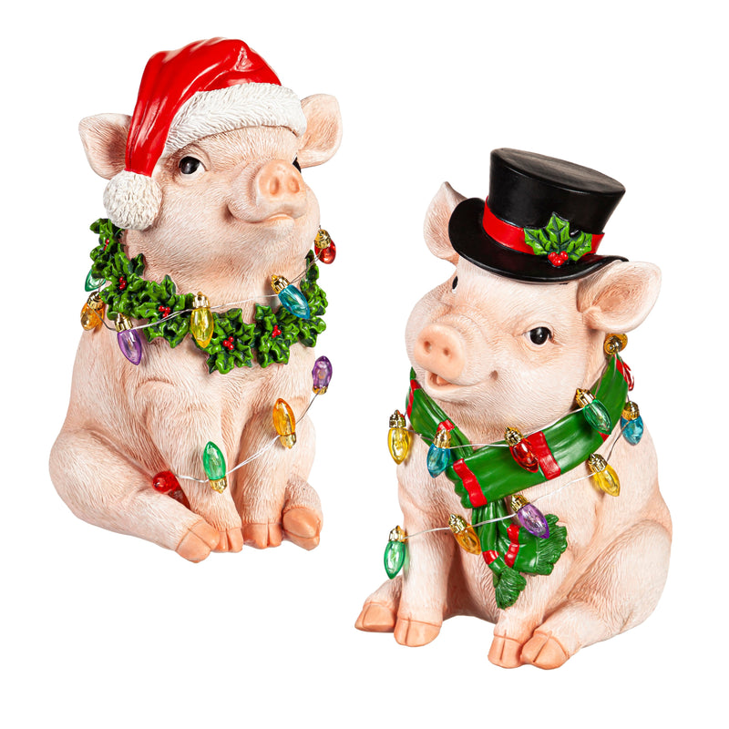 Holiday Wreath LED Pig, 2 ASST,2la2361