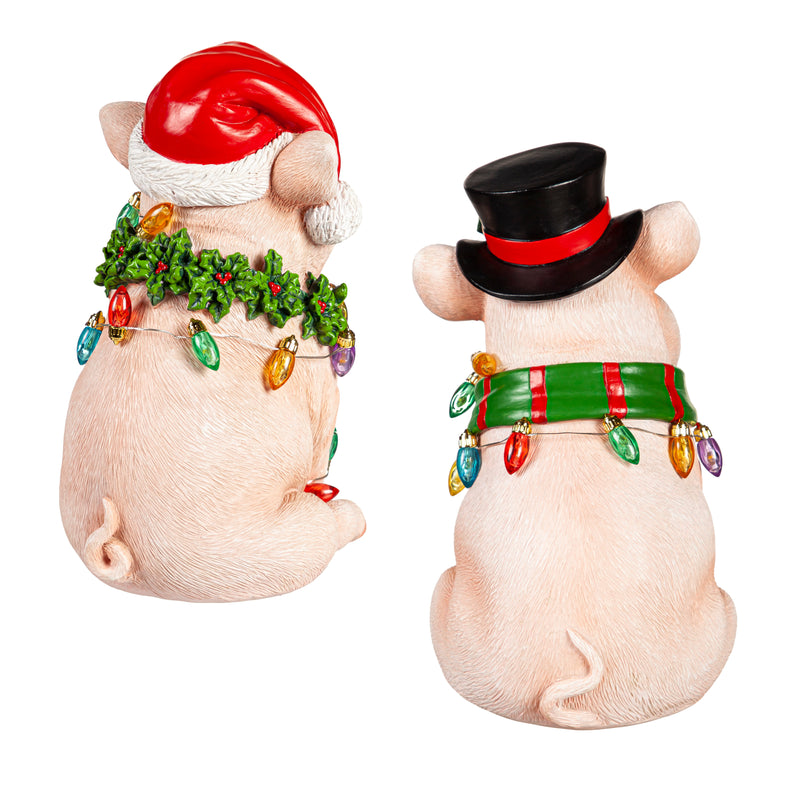 Holiday Wreath LED Pig, 2 ASST,2la2361