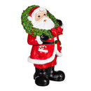 Holiday Poinsettia Garden Statue, LED Resin Statue, Snowman and Santa, 18"H, Asst of 2
