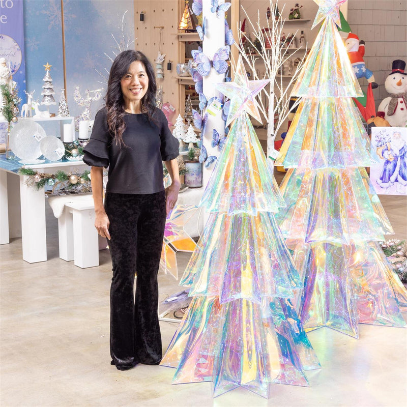 Season to Sparkle Garden Statue, LED PVC Statue, Iridescent Tree, 4'H