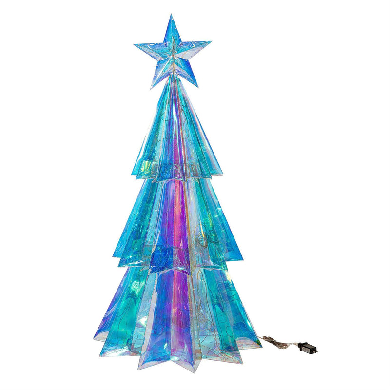 Season to Sparkle Garden Statue, LED PVC Statue, Iridescent Tree, 4'H