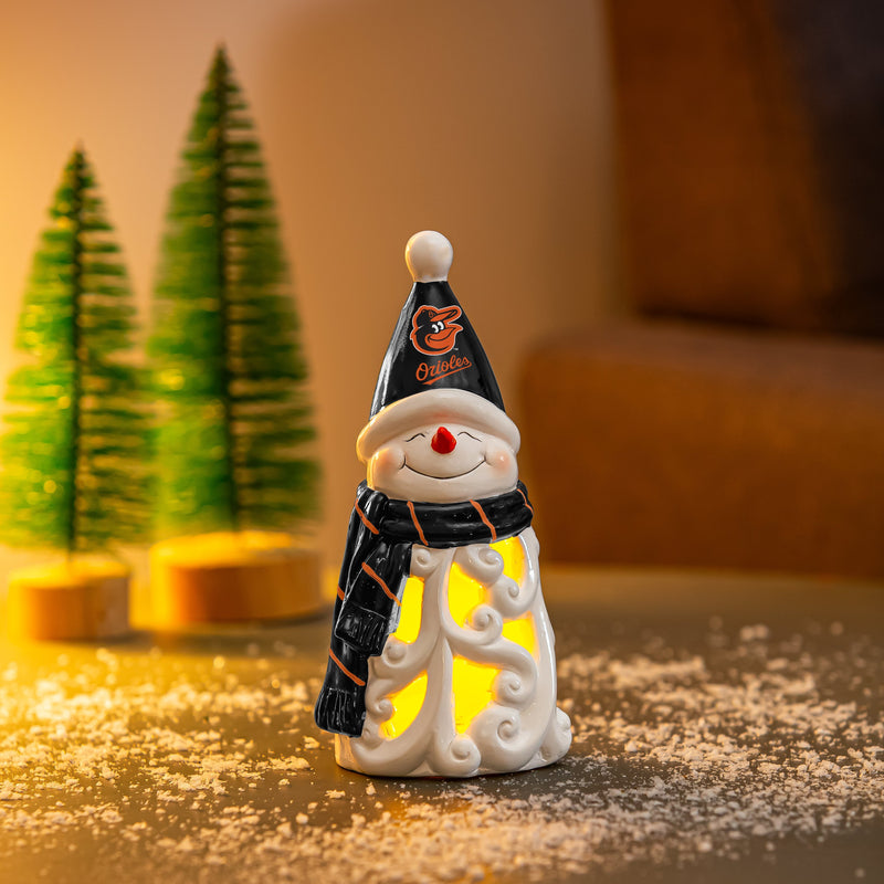 Baltimore Orioles Snowman LED Statuary, 8"