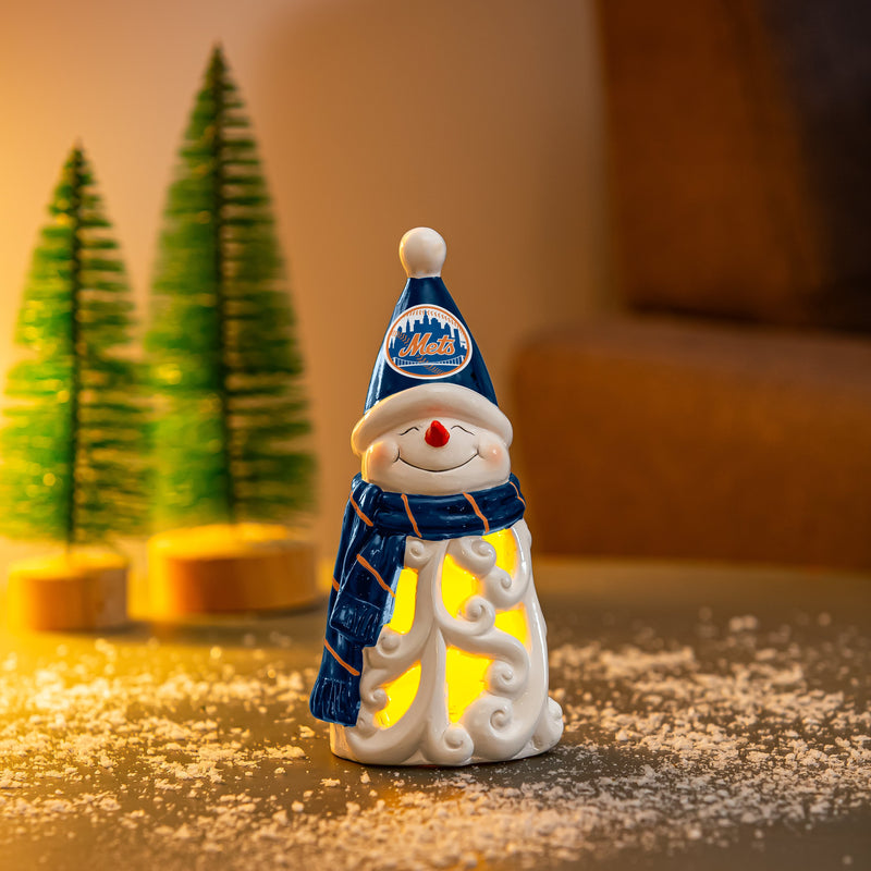 New York Mets Snowman LED Statuary, 8"