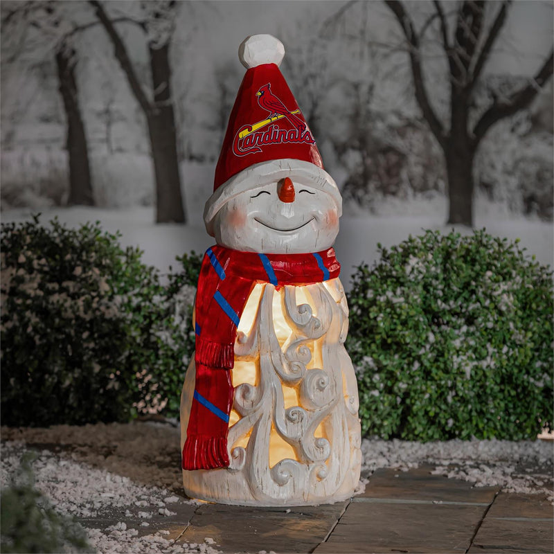 St Louis Cardinals Snowman LED Statuary, 26"