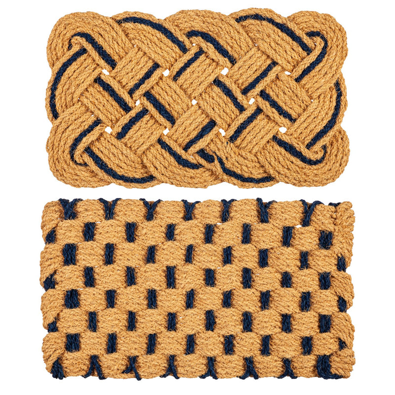 Navy and Natural Coir Woven Mat