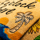 It's 5 O'clock Somewhere with Rubber Embossed Palm Tree Coir Mat