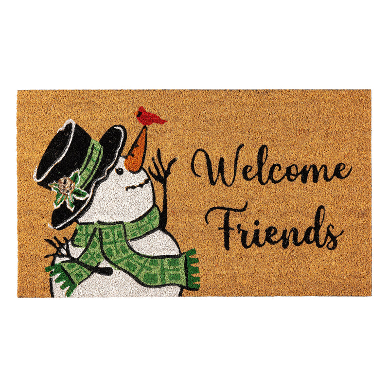 Welcome Friends Snowman Coir Mat