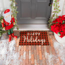 Happy Holidays Plaid Coir Mat