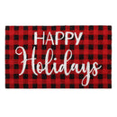 Happy Holidays Plaid Coir Mat