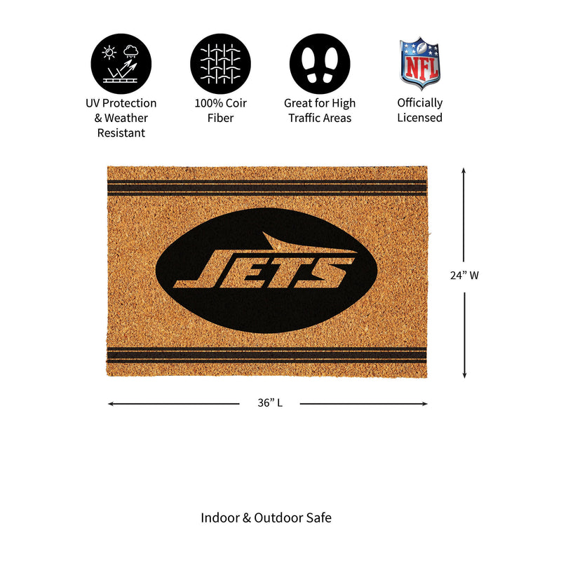 New York Jets Large One Color Coir Mat, 36"x24"