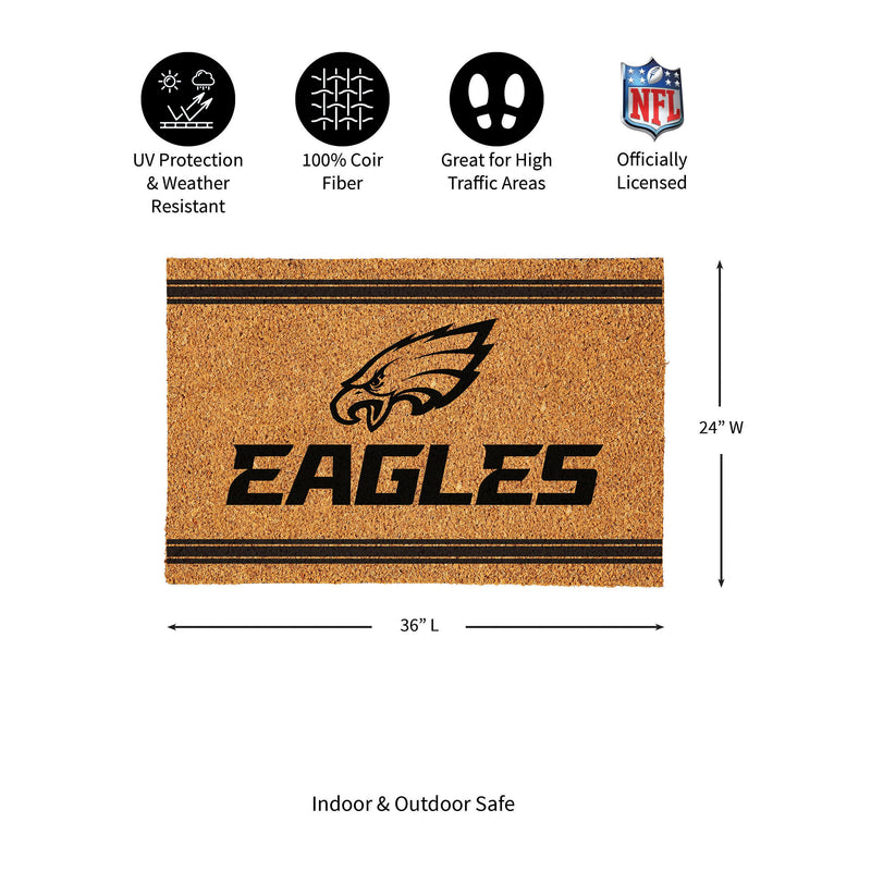 Philadelphia Eagles Large One Color Coir Mat, 36"x24"