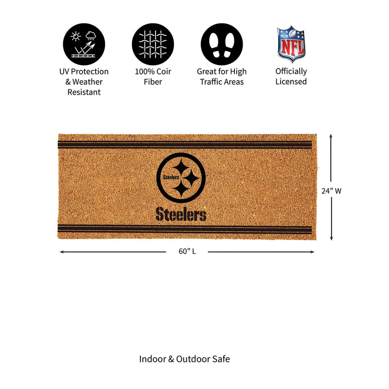 Pittsburgh Steelers Extra Large One Color Coir Mat, 60"x24"