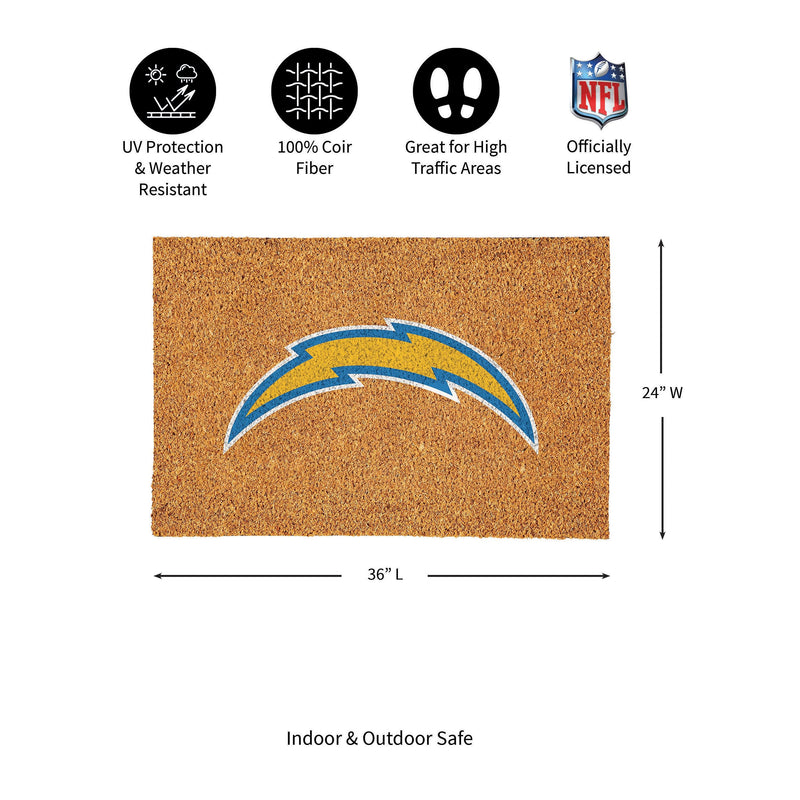 Los Angeles Chargers Large Full Color Coir Mat, 36"x24"