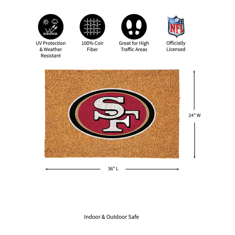San Francisco 49ers Large Full Color Coir Mat, 36"x24"