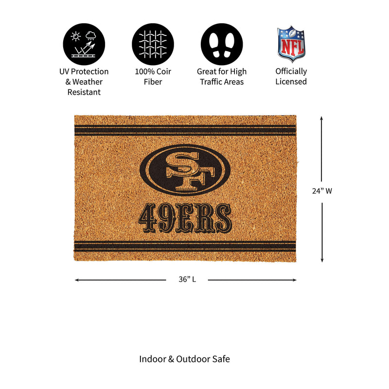 San Francisco 49ers Large One Color Coir Mat, 36"x24"