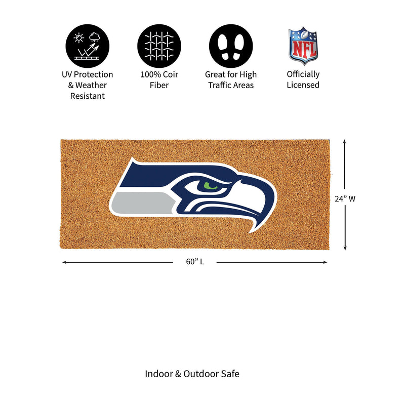 Seattle Seahawks Extra Large Full Color Coir Mat, 60"x24"