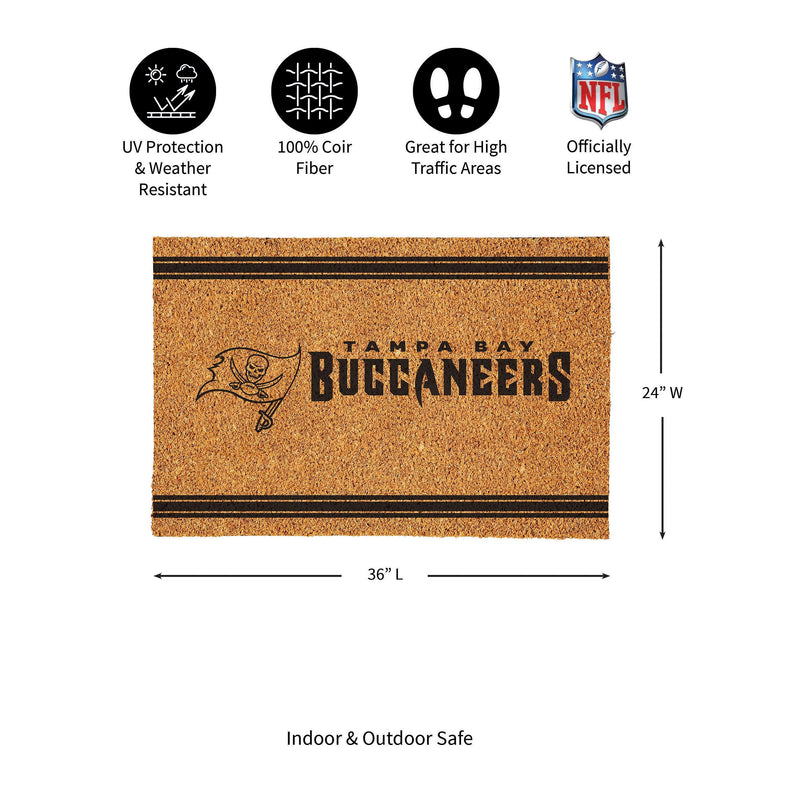 Tampa Bay Buccaneers Large One Color Coir Mat, 36"x24"