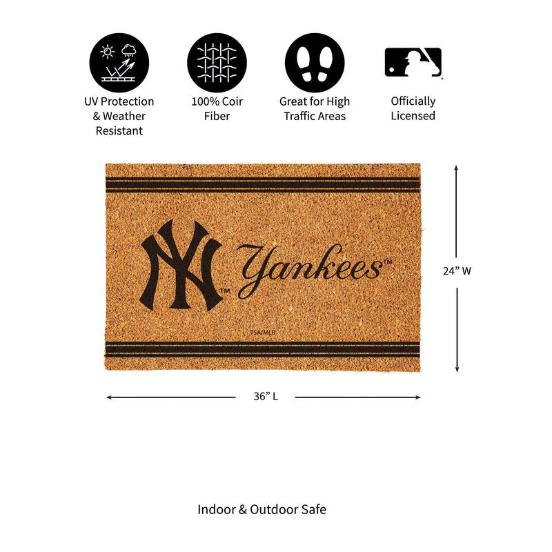 New York Yankees Large One Color Coir Mat, 36"x24"