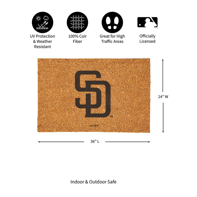 San Diego Padres Large Full Color Coir Mat, 36"x24"