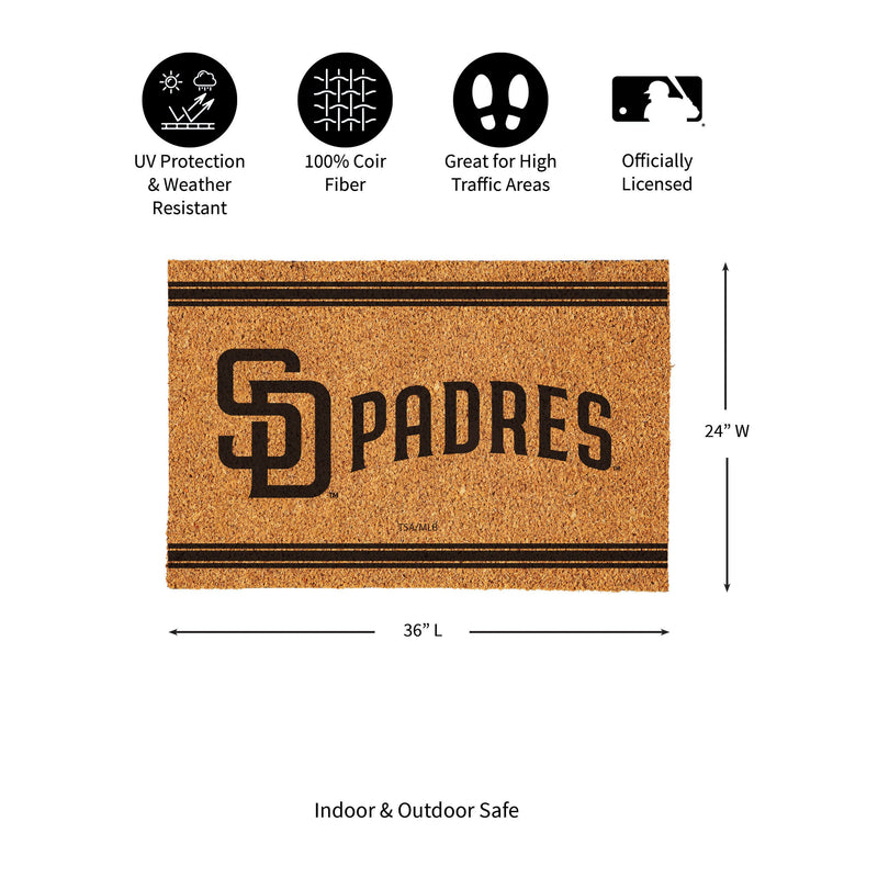 San Diego Padres Large One Color Coir Mat, 36"x24"