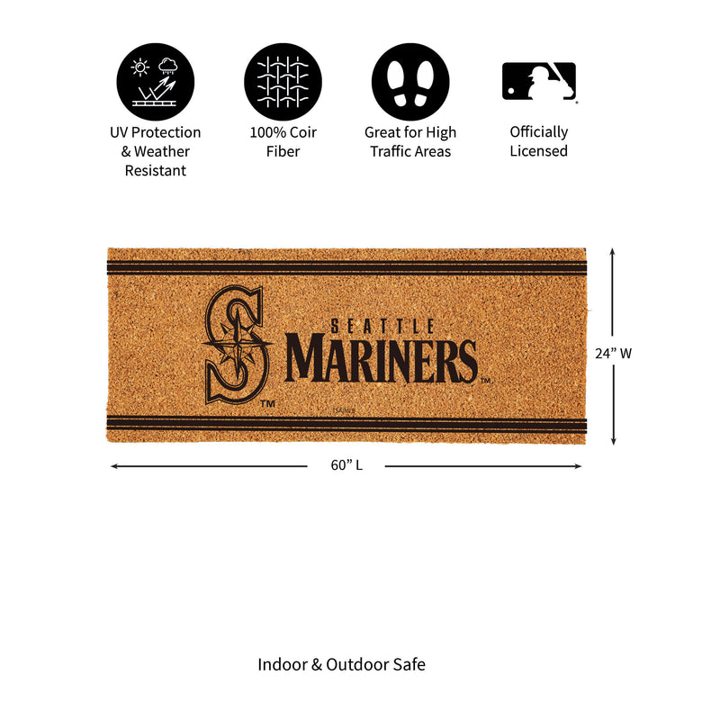 Seattle Mariners Extra Large One Color Coir Mat, 60"x24"