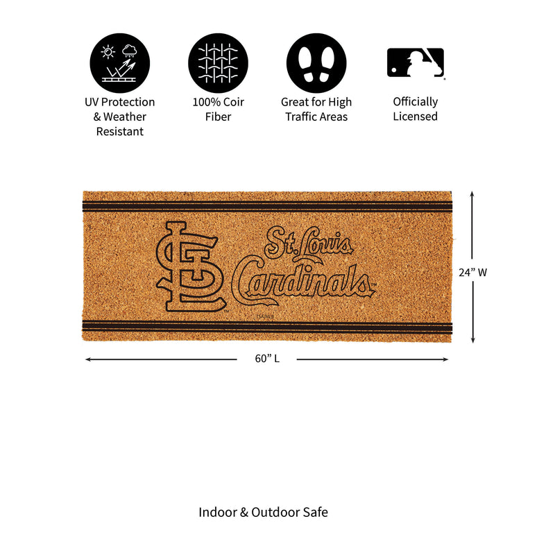 St Louis Cardinals Extra Large One Color Coir Mat, 60"x24"