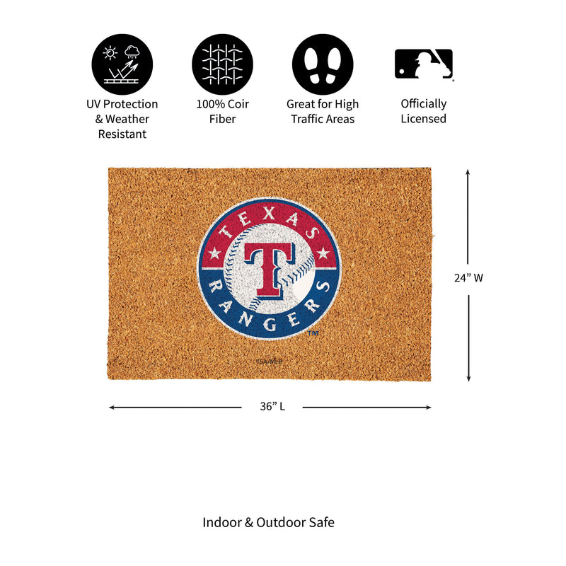 Texas Rangers Large Full Color Coir Mat, 36"x24"
