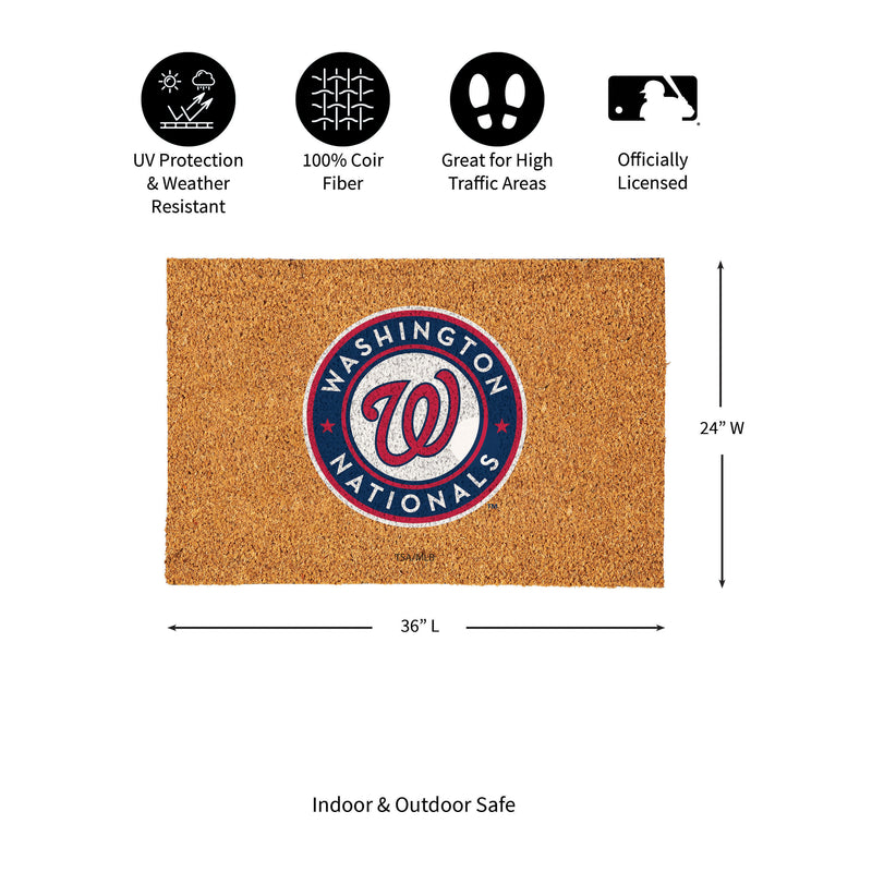 Washington Nationals Large Full Color Coir Mat, 36"x24"
