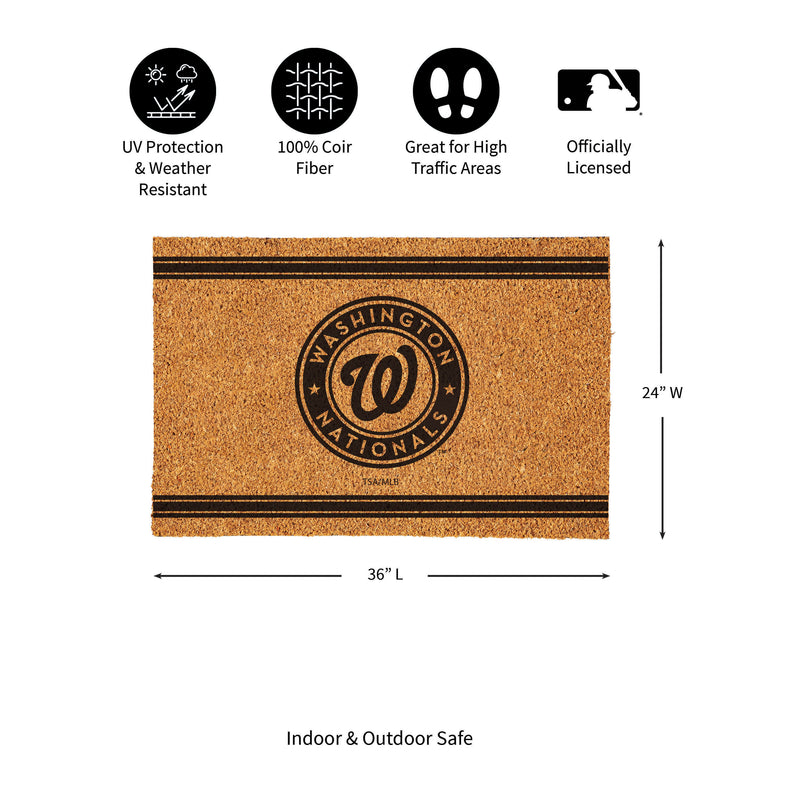 Washington Nationals Large One Color Coir Mat, 36"x24"