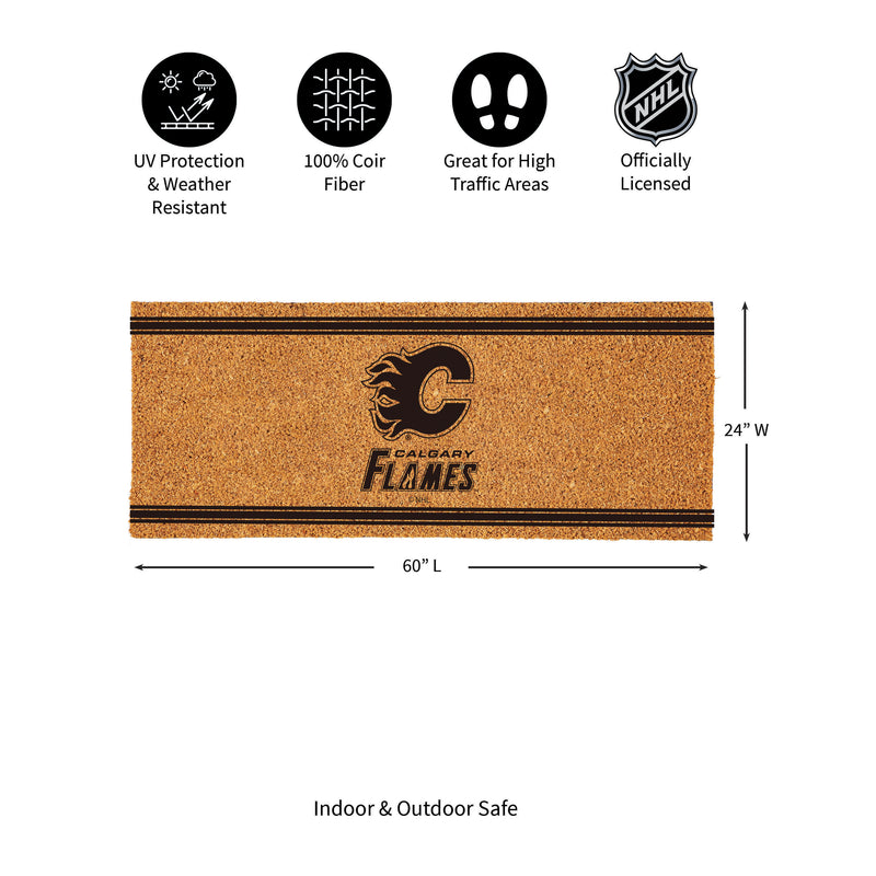 Calgary Flames Extra Large One Color Coir Mat, 60"x24"