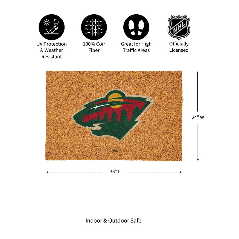 Minnesota Wild Large Full Color Coir Mat, 36"x24"