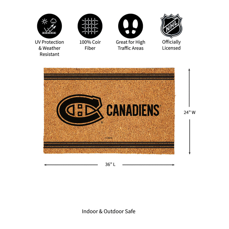 Montreal Canadiens Large One Color Coir Mat, 36"x24"