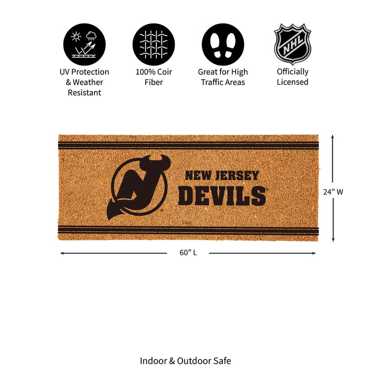 New Jersey Devils Extra Large One Color Coir Mat, 60"x24"
