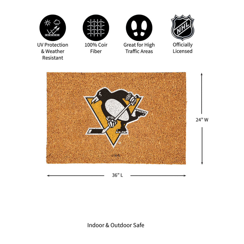 Pittsburgh Penguins Large Full Color Coir Mat, 36"x24"