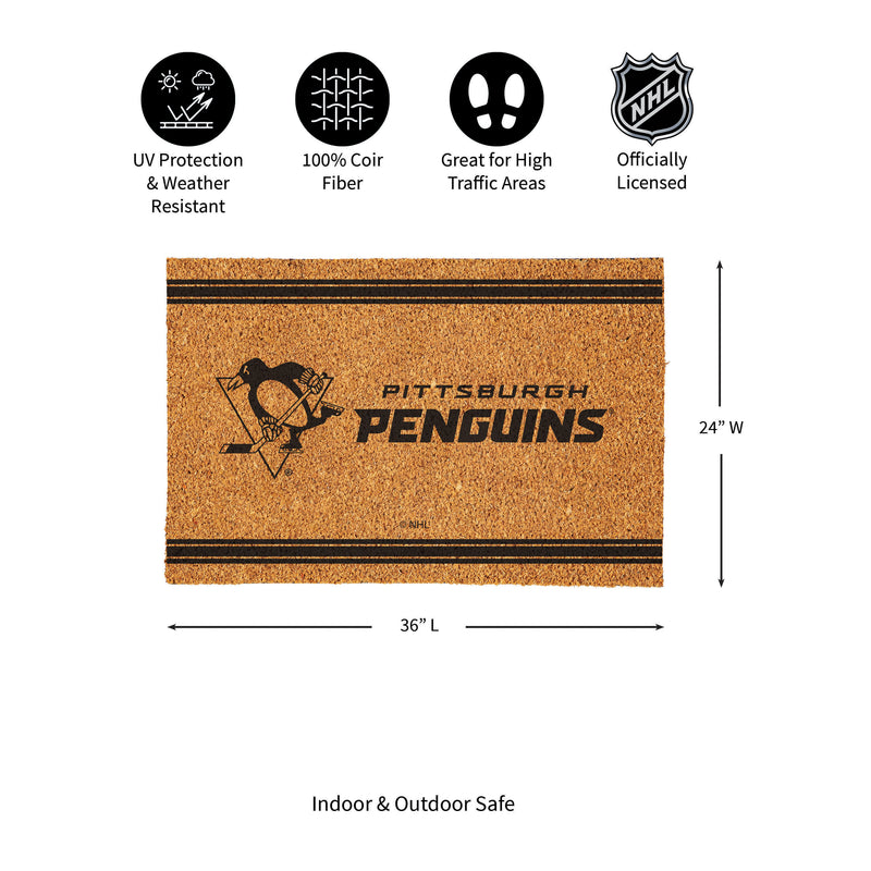 Pittsburgh Penguins Large One Color Coir Mat, 36"x24"