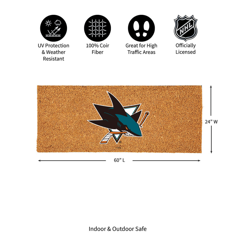 San Jose Sharks Extra Large Full Color Coir Mat, 60"x24"