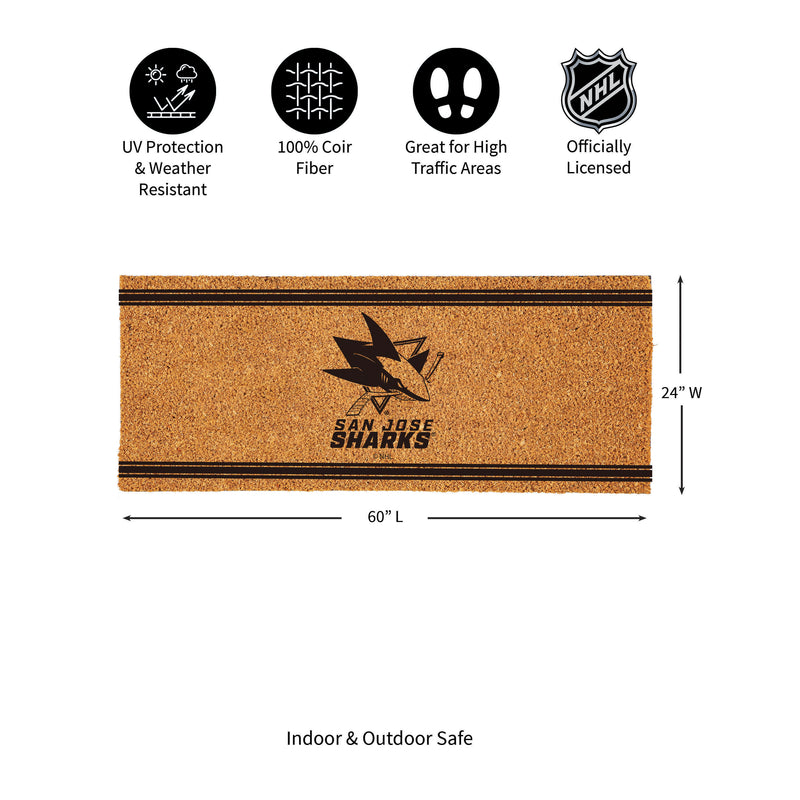 San Jose Sharks Extra Large One Color Coir Mat, 60"x24"