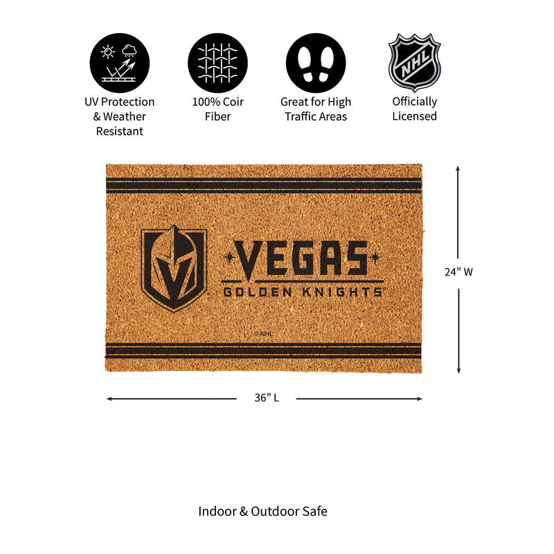 Las Vegas Golden Knights Large One Color Coir Mat, 36"x24"