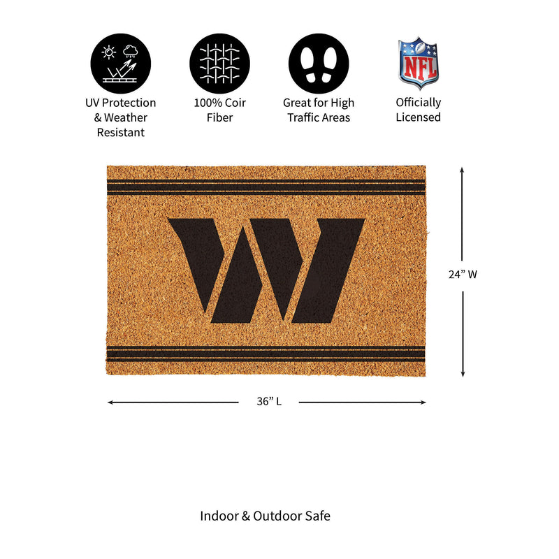 Washington Commanders Large One Color Coir Mat, 36"x24"