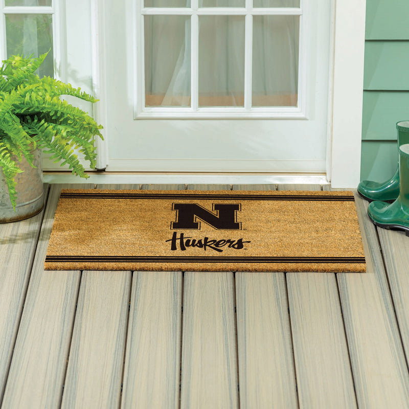 University of Nebraska Large One Color Coir Mat, 36"x24"