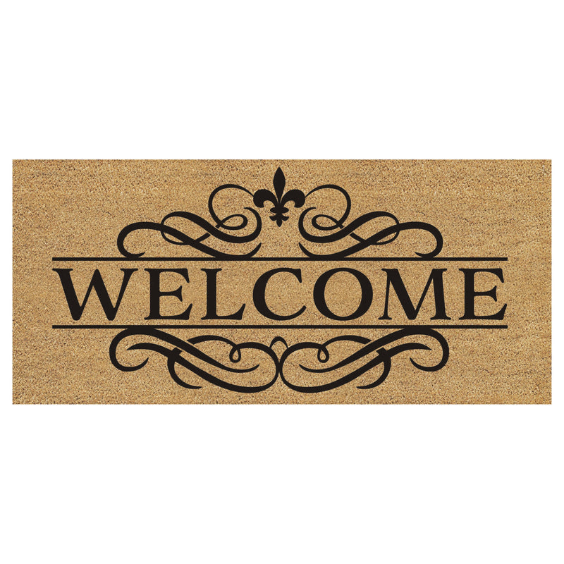 Welcome Ornate Swirl Flocked Coir Sassafras Switch Mat